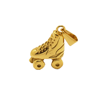 Pendentif Breloque Patins à Roulettes et Patins à Glace en Acier Inoxydable Plaqué Or 18K Style Vintage Twinkle pour Filles – En Stock