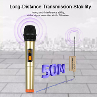 Microphones sans fil UHF doubles portables, rechargeables USB-C, portée de 50 m, Plug and Play, pour Karaoké, Fêtes à domicile, Discours, Vente en gros