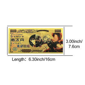Billet de banque <span class=keywords><strong>Tokyo</strong></span> <span class=keywords><strong>Ghoul</strong></span> en feuille d'or 10000 Yen, objet de collection d'anime japonais, cadeau pour les fans et les collectionneurs, 16x7,6cm, double face - Product Image 3