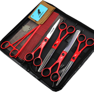 Juego de Tijeras Veterinarias de Acero Inoxidable con Forma de Animal, Plateadas, de 7.0 Pulgadas, para Peluquería Canina, con Dientes de Espina de Pescado, 4 Tijeras - Product Image 1
