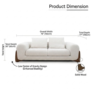 Canapé d'angle en tissu bouclé de luxe moderne style nordique avec pieds en bois pour la maison, l'appartement et l'hôtel - Product Image 3