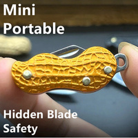 Couteau de poche pliant portable en acier inoxydable de 2,4 pouces, petit couteau à cacahuètes avec lame dissimulée pour la sécurité en extérieur et la survie