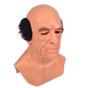 Scary Realistic Full Face Balding Old Man Mask para adultos Máscara <span class=keywords><strong>de</strong></span> fiesta <span class=keywords><strong>de</strong></span> Halloween en látex negro - Product Image 2