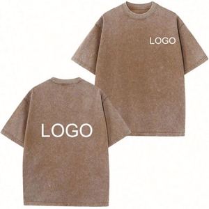 Camiseta de Algodón 100% de Lujo para Niños al por Mayor, Tallas Grandes, de Alta Calidad, Lisa, con Logo Vintage Personalizado, Efecto Desgastado, Oversize, con Acabado Ácido Comprimido - Product Image 2