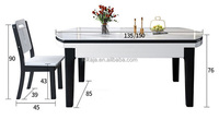 Ensemble de table à manger extensible 1+6 chaises, table à manger pliante, plateau en rockboard, pieds en bois massif, table à dîner rétractable