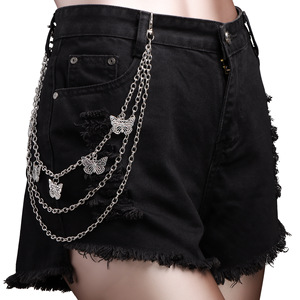Cadena de cintura metálica de varias capas con colgante de mariposa hueca Yueli para mujer, accesorio de estilo urbano para uso diario y fiestas. - Product Image 1