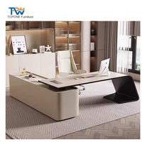 Mobilier de bureau moderne de style simple Table de patron en bois en forme de L Bureau de direction