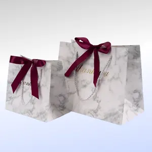 Personalizzato stampato regalo bolsas de papel por mayor grazie regalo paperbag borse per la spesa bianche