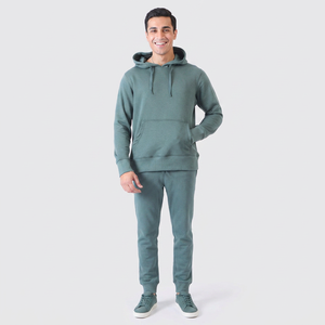 Nuevo Conjunto Deportivo para Hombre, Otoño-Invierno, con Capucha y Cordón Ajustable, Lavado Ácido, 100% Algodón, Estilo Urbano Informal para Correr - Product Image 1