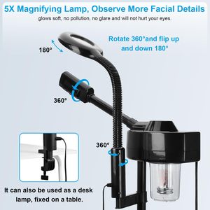 Appareil de soin du visage professionnel à vapeur chaude, pulvérisation nano hydratante, avec <span class=keywords><strong>loupe</strong></span> et lampe, pour salon de beauté - Product Image 4