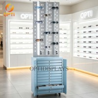 Expositor Giratorio para Gafas de Sol con Múltiples Cajones de Almacenamiento, Expositor Vertical para Gafas con Base con Ruedas