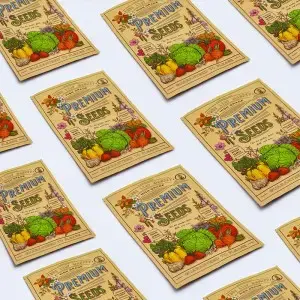 Individuelles Logo bedruckte biologisch abbaubare kompostierbare reißverschluss-standbeutel aus Kraftpapier für blumen Obst Samen Saatgut Saatgut