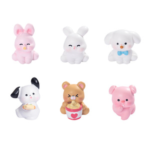 Figurines d'animaux de dessin animé miniatures en résine, décorations pour maison de poupée, ornements de bureau, ensemble de lapins, canards, ours et cochons mignons - Product Image 1