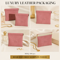 Pochette magnétique en daim de haute qualité pour bijoux avec logo en relief, sac magnétique en velours rose durable pour bracelets, bagues, colliers