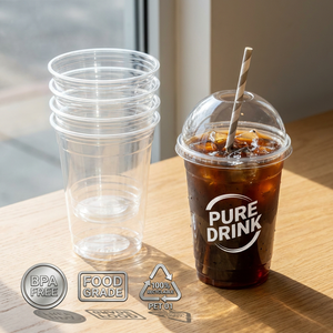 Gobelets en plastique PET à paroi simple, écologiques, recyclables, haute transparence, sans BPA, pour thé glacé, vente en gros, personnalisables, jetables - Product Image 1