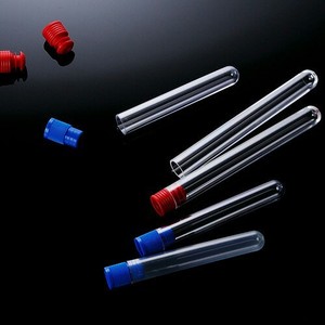 Tubes à essai rigides en plastique PS médical jetables 12x75 avec bouchons pour usage en laboratoire - Product Image 1