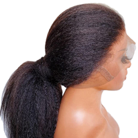 Perruque Lace Frontale Letsfly 360 en Cheveux Humains Brésiliens Yaki Kinky Straight Longs, avec Dentelle Transparente, pour Femmes