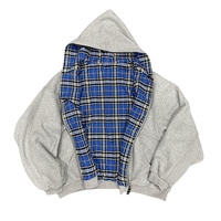 Nouvelle collection Automne Hiver 2026, style transfrontalier Europe-Amérique, décontracté ample pour la mode, à capuche zippé, patchwork à carreaux réversible