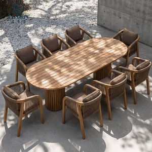 Set <span class=keywords><strong>di</strong></span> Tavolo Lungo e Sedie da <span class=keywords><strong>Giardino</strong></span> in Teak su Misura, Elegante Set da Pranzo in <span class=keywords><strong>Legno</strong></span> <span class=keywords><strong>per</strong></span> Esterni - Product Image 1