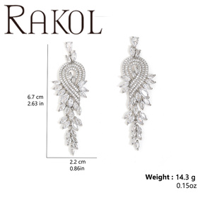 Rakol EP344 Dubai ต่างหูเงินแบบหยดน้ำขนาดใหญ่ทำจากเพทายคริสตัล3A สำหรับเจ้าสาวงานแต่งงานสุดหรู - Product Image 5