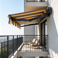 Auvent rétractable en alliage d'aluminium à double poutre - Télécommande - Pour les magasins, les restaurants, les espaces extérieurs - Protection contre les UV, imperméable, facile à utiliser