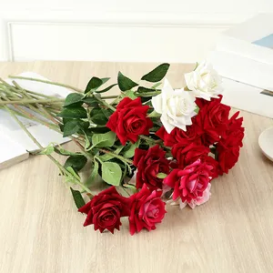 Rosas artificiales de látex H71 para el día de la madre, decoración de fiesta en casa, boda, rosa de seda roja, centro de mesa, flor de boda