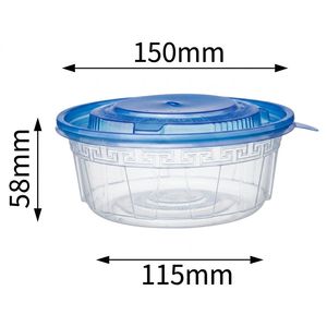 Bols en plastique noir jetables avec couvercles, personnalisables avec logo OEM, étanches, robustes, ronds, pour la restauration rapide, vente en gros - Product Image 1