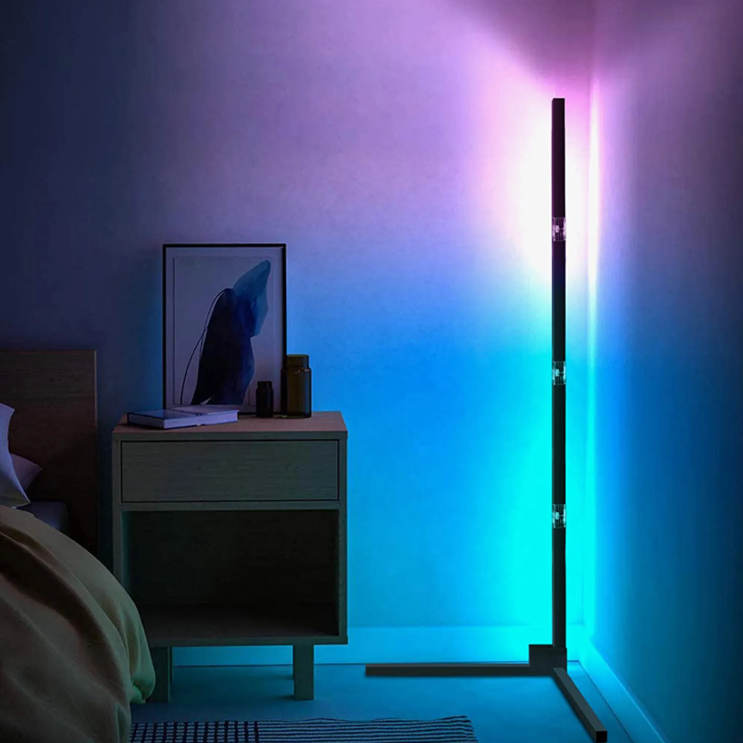 Dropshipping Nordic Modern Decorative Smart APP Remote Control Colorful RGB LED Floor Lamp Tripod Corner Floor Lamp Home Decor