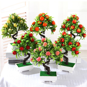Qi Xing - Plantas Artificiales de Bonsái en Maceta, 25 cm, Plástico, Decoración del Hogar, Decoración de Escritorio - Product Image 1