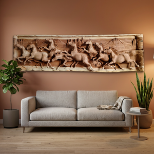 Relieve Tallado a Mano de Caballo para Decoración del Hogar Decoración Animal Tradicional Tallada a Mano para el Hogar - Product Image 1