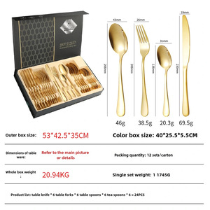 Bán Buôn 24-Mảnh Đặt Thép Không Gỉ 1010 Bộ Đồ Ăn 6-Người Thực Phẩm Phương Tây Dao Muỗng Nĩa 4-Mảnh Thiết Lập An Toàn Bộ Đồ Ăn - Product Image 4