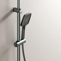 Robinet de douche thermostatique moderne gris anthracite en aluminium à poignée unique avec barre coulissante et douchette rectangulaire à jet de pluie