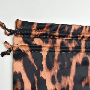 Animal Print Custom Logo Leopard Print Satin <b>Drawstring</b> Pouch Trendy Design for Travel Organizer and Clothing Storage - Product Image 3