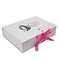 Boîtes à cadeaux de robe de vêtements avec LOGO personnalisé Boîte d'emballage magnétique de luxe en carton rigide pour perruque et extension de cheveux en soie satinée