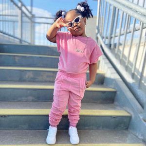 Ropa para Niñas al por Mayor 2022, Conjuntos de Dos Piezas de Manga Corta, Color Sólido, Ropa de Primavera para Niños, Ropa de Boutique para Bebés - Product Image 3