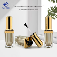 Flacon vide de vernis à ongles carré en acrylique de luxe 10 ml, rechargeable, avec protection UV, brosse à poils et sérigraphie