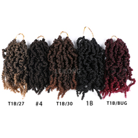 Cheveux synthétiques pour tresses, 10 pouces, 65g, boucles pré-tordues, torsades à ressort, cheveux pour tresses, bomb twist, multicolores