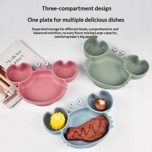 Piatto per Bambini a Forma di Granchio con Ciotola Supplementare in Silicone Alimentare con Ventosa Design Semplice Stoviglie per l'Apprendimento dell'Alimentazione - Product Image 2