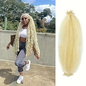 Fujia <span class=keywords><strong>ผม</strong></span>เปียแอฟโฟรขนาด24นิ้ว, ถักเปียสังเคราะห์เพิ่มวอลลุ่มเป็นหนอนผีเสื้อเนื้อผ้า<span class=keywords><strong>ขาด</strong></span>ด้วยมือ - Product Image 2