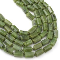 Perles d'espacement en pierre d'apatite verte canadienne naturelle, forme cylindrique à facettes, semi-précieuses, 19 cm, pour la fabrication de bijoux DIY