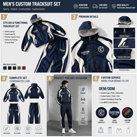 Survêtement de football Royal pour homme, ensemble 2 pièces décontracté à séchage rapide, veste coupe-vent à capuche et pantalon de jogging pour club de football