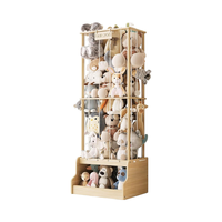 Stockage d'animaux en peluche en bois, zoo d'animaux en peluche en bois avec coffre à jouets, support vertical pour animaux en peluche avec bande élastique plus épaisse