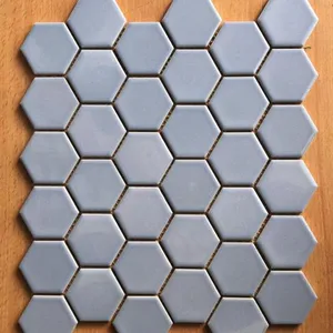 蓝色六边形陶瓷马赛克瓷砖1x1英寸