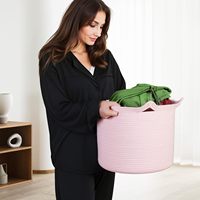 Grands bacs de rangement en coton Panier à linge pliable rectangulaire de style moderne avec de jolies oreilles de chat Panier tissé rose