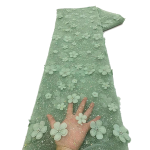 Ni. Ai mới nhất 3D hoa <span class=keywords><strong>Net</strong></span> ren với sequins chất lượng tốt vải lấp lánh sáng bóng sang trọng vải cho phụ nữ bên váy - Product Image 6