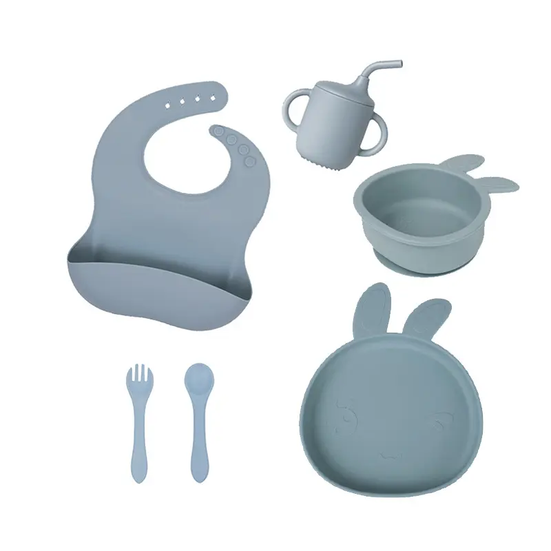 خالي من مادة BPA كوب وعاء شفط للأطفال الصغار أدوات مائدة للأطفال درجة غذائية شوكات ملعقات أطباق طقم أدوات مائدة للأطفال