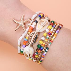Yebei's best-selling Bohemian beach style <b>bracelet</b> <b>set</b>, a seven-piece summer beach starfish seed bead and seashell <b>bracelet</b> <b>set</b>. - Product Image 3