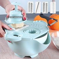 Fabriek Populaire Keuken Multi-Functionele Shredder Natte Vruchten Afvoer Mand Mes Snijder Handleiding 9 In 1 Snijmachine Groenterasp