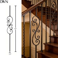Balustres d'escalier DVN USA, balustres en métal noir antique à motifs, rampes d'escalier élégantes, piliers décoratifs en métal pour villa