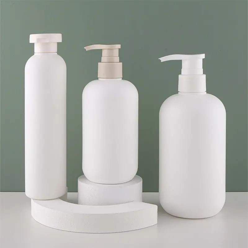 Kozmetik güzellik makyaj krem konteyner vücut yıkama beyaz PET plastik pompa sprey şampuan şişesi dağıtıcı ambalaj 17 ons